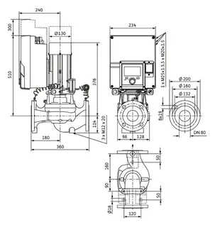 Wilo Trockenläufer-Hocheffizienz-Einzelp Stratos GIGA2.0-I 80/1-10/1,1,DN80,1.1kW – Bild 3