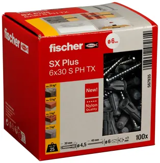 Dübel SX Plus 6x30 S PH TX Paket mit 100 Stück – Bild 2