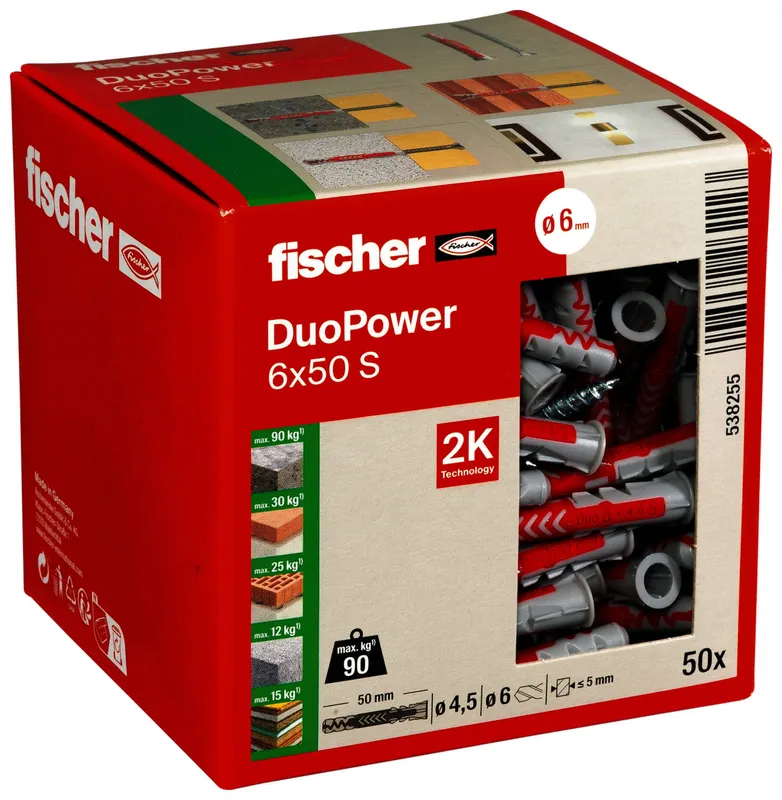 Dübel DuoPower 6x50 S LD Paket mit 50 Stück