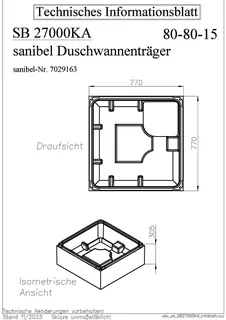 sanibel-Wannenträger für sanibel 1001- Stahl-Duschwanne flach KA-A24 800x800mm – Bild 2