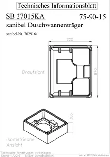 sanibel-Wannenträger für sanibel 1001- Stahl-Duschwanne flach KA-A24 900x750mm – Bild 2