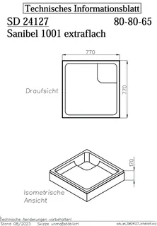 sanibel-Wannenträger für sanibel 1001- Stahl-Duschw extraflach KA-A24 800x800mm – Bild 2