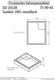sanibel-Wannenträger für sanibel 1001- Stahl-Duschw extraflach KA-A24 900x750mm – Bild 2