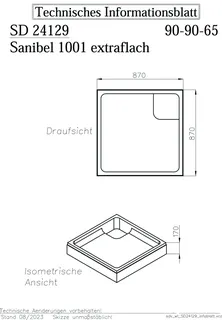 sanibel-Wannenträger für sanibel 1001- Stahl-Duschw extraflach KA-A24 900x900mm – Bild 2