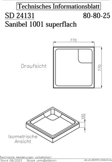 sanibel-Wannenträger für sanibel 1001- Stahl-Duschw superflach KA-A24 800x800mm – Bild 2