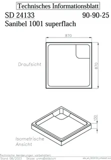 sanibel-Wannenträger für sanibel 1001- Stahl-Duschw superflach KA-A24 900x900mm – Bild 2