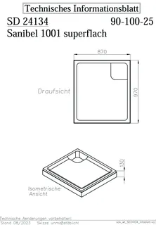 sanibel-Wannenträger für sanibel 1001- Stahl-Duschw superfl. KA-A24 1000x900mm – Bild 2