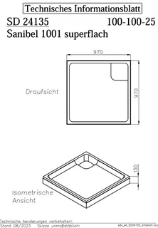 sanibel-Wannenträger für sanibel 1001- Stahl-Duschw superfl. KA-A24 1000x1000mm – Bild 2