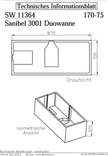 sanibel-Wannenträger für sanibel 3001- Acryl-Badewanne Duo DU-A23 1700x750mm – Bild 2