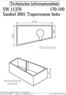 sanibel-Wannenträger für sanibel 3001- Acryl-Badew Trapez DU-A23 links 1700x1000mm – Bild 2