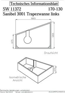sanibel-Wannenträger für sanibel 3001- Acryl-Badew Trapez DU-A23 links 1700x1300mm – Bild 2