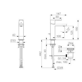 EHM Waschtisch-Batt. HANSASTELA ECO 5718 Ausld. 106 mm DN15 chr – Bild 2