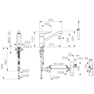 EHM Küchenarm. HANSACARE 4613 3 V, Bluetooth Ausld. 214 mm chr – Bild 3