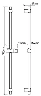 sanibel 1001-Wandstange 900mm A24 VARIO aus Metall, mit Tastgleiter verchromt – Bild 2