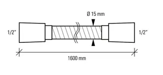 sanibel 1001-Brauseschlauch A24 DN15 x1600mm chrom/schw kon Muttern verchromt – Bild 2