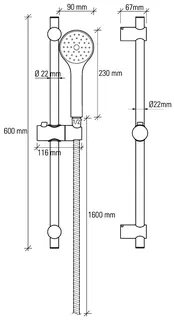 sanibel 1001-Brauseset A24 m. Handbr. 1S 90mm Wandst 600mm Schlauch 1600mm verchr – Bild 2