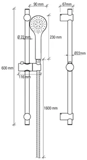 sanibel 1001-Brauseset A24 m. Handbr. 3S 90mm Wandst 600mm Schlauch 1600mm verchr – Bild 2