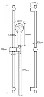 sanibel 1001-Brauseset A24 m. Handbr. 1S 90mm Wandst 900mm Schlauch 1600mm verchr – Bild 2