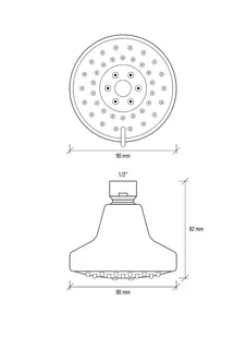 sanibel 1001-Kopfbrause A24 3S drei- strahling rund D 90mm DN15 (1/2") verchr – Bild 3