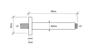 sanibel 1001-Decken-Brausearm A24 DN15 (1/2")x165mm aus Messing verchromt – Bild 2