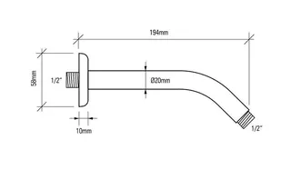sanibel 1001-Wand-Brausearm A24 DN15 (1/2")x194mm abgewinkelt a. Messing vc – Bild 2
