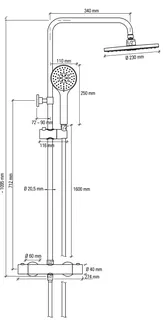 sanibel 1001-Showerpipe ThermostatsetA24 1095 mm Kopfbr 230mm, Handbr 3S 110mm vc – Bild 3