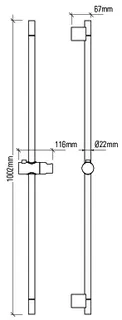 sanibel 1001-Wandstange 1002mm A24 D-Form a. Metall mit Tastgleiter verchr. – Bild 3