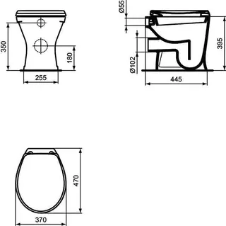 Ideal Standard Standflachspül-WC Eurovit Abgang außen waagr. 360x465x395mm Weiß – Bild 2