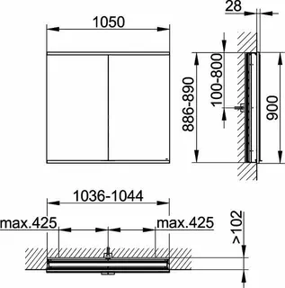 Keuco Royal Modular 2.0 SPS, bel. 80021, Einb,1Steckd/USB,sb-elox,1050x900x120mm – Bild 2