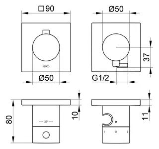 Keuco THM Set UP E11 51153, 3-W m.Schlauchan./Br.halt. Nickel geb. – Bild 2