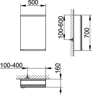 Keuco Royal Modular 2.0 SPS, bel. 80011, Vorb,1Steckd,sb-elox,500x700x160mm – Bild 2