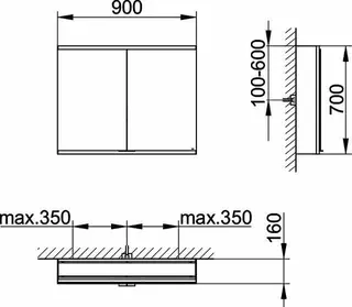 Keuco Royal Modular 2.0 SPS, unbel. 80020, Vorb,oSteckd,sb-elox,900x700x160mm – Bild 2