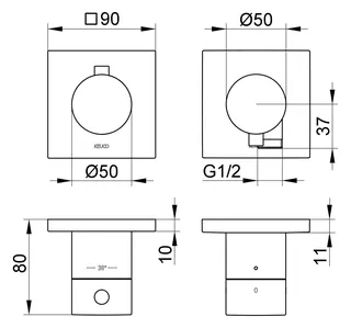 Keuco THM Set UP E11 51153, 2-W m.Schlauchan. sw-chrom geb. – Bild 2