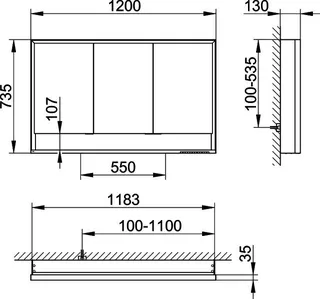 Keuco SPS R. Lumos 14325, m. Ablagef. VB m.Hzg. 1200x735x130mm si-elox. – Bild 2