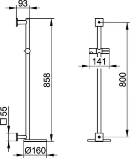 Keuco Brausestange IXMO 59585, eckig, mit Ablage, verchromt/anthrazit, 855 mm – Bild 2