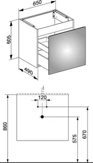 Keuco WTU X-Line 33152, 1 Auszug, anthrazit/Glas anthrazit, 650x605x490mm – Bild 2