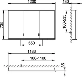 Keuco SPS R. Lumos 14325, o. Ablagef. VB 1200x735x130mm si-elox. – Bild 2