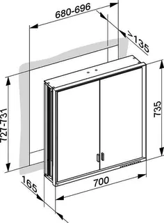 Keuco SPS R. Lumos 14317, ohne Ablagef., Einbau, silb-elox., 700x735x165mm – Bild 3