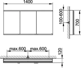 Keuco Royal Modular 2.0 SPS, unbel. 80030, Vorb,2Steckd,sb-elox,1400x700x120mm – Bild 2
