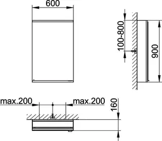 Keuco Royal Modular 2.0 SPS, bel. 80001, Vorb,1Steckd,sb-elox,600x900x160mm – Bild 2