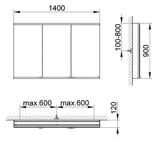 Keuco Royal Modular 2.0 SPS, bel. 80031, Vorb,oSteckd,sb-elox,1400x900x120mm – Bild 2