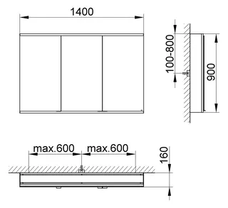 Keuco Royal Modular 2.0 SPS, bel. 80031, Vorb,oSteckd,sb-elox,1400x900x160mm – Bild 2