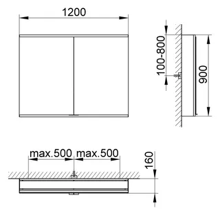 Keuco Royal Modular 2.0 SPS, bel. 80021, Vorb,oSteckd,sb-elox,1200x900x160mm – Bild 2
