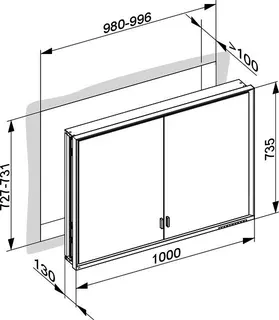 Keuco SPS R. Lumos 14334, o. Ablagef. EB 1000x735x130mm si-elox. – Bild 3