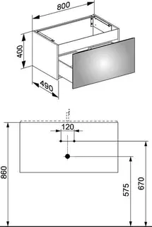 Keuco WUB X-Line 33161, m.Ausz. 800x400x490mm vulk. – Bild 2