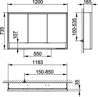 Keuco SPS Royal Lumos 14305, VB Hzg. 1200x735x165mm si.-elox. – Bild 2