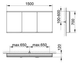 Keuco Royal Modular 2.0 SPS, bel. 80031, Vorb,oSteckd,sb-elox,1500x700x120mm – Bild 2