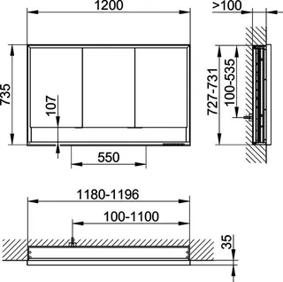 Keuco SPS R. Lumos 14335, m. Ablagef. EB 1200x735x130mm si-elox. – Bild 2