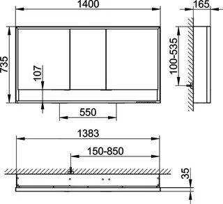 Keuco SPS Royal Lumos 14306, VB Hzg. 1400x735x165mm si.-elox. – Bild 2