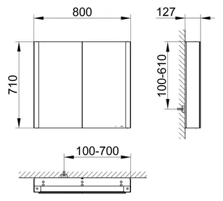 Keuco SPS Somaris 14502, br.Tür li. VB 800x710x128mm schwarz matt – Bild 2